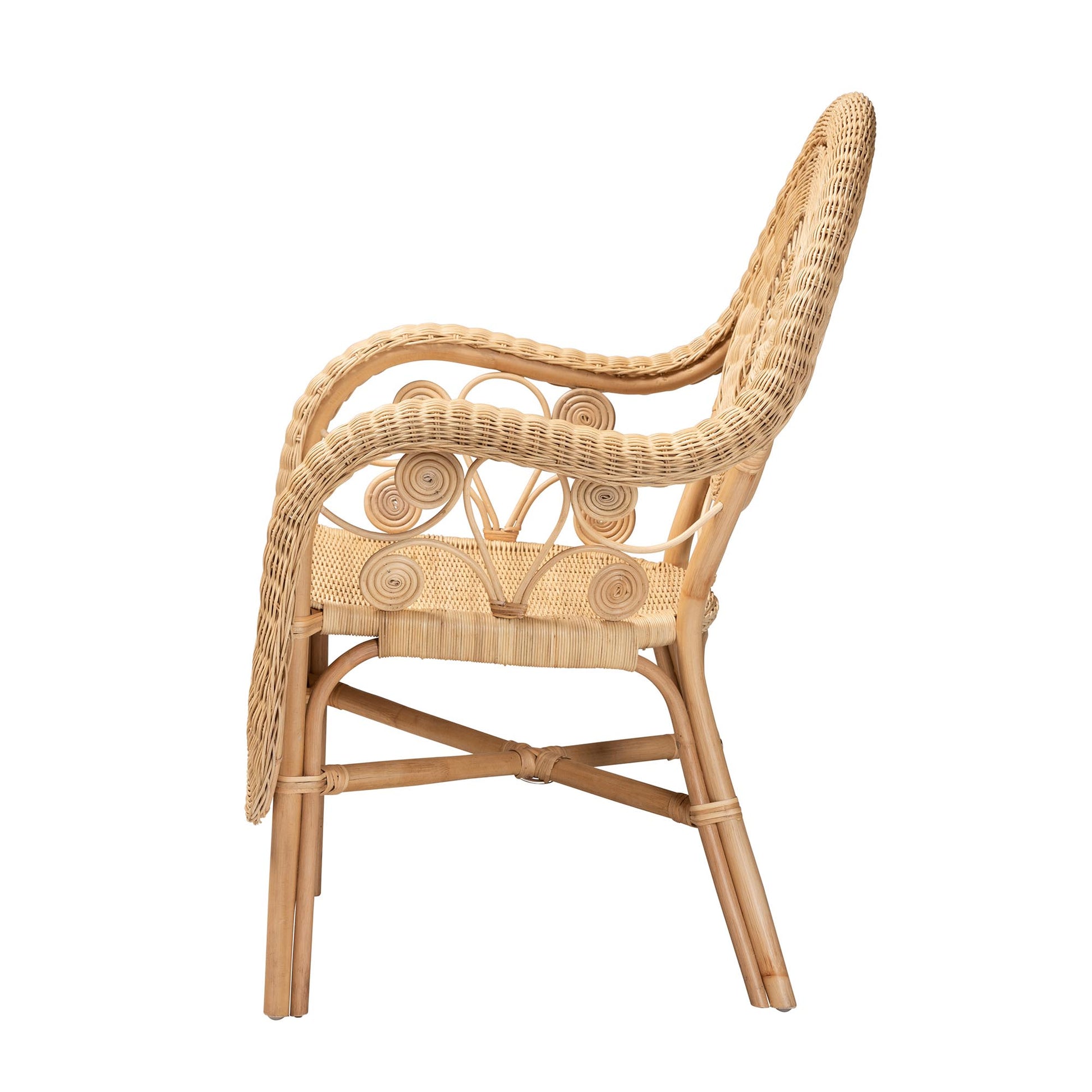 Modern Bohemian Rattan Arm Chair - Brown Comfort