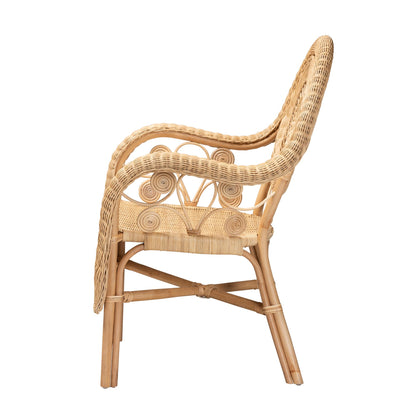 Modern Bohemian Rattan Arm Chair - Brown Comfort