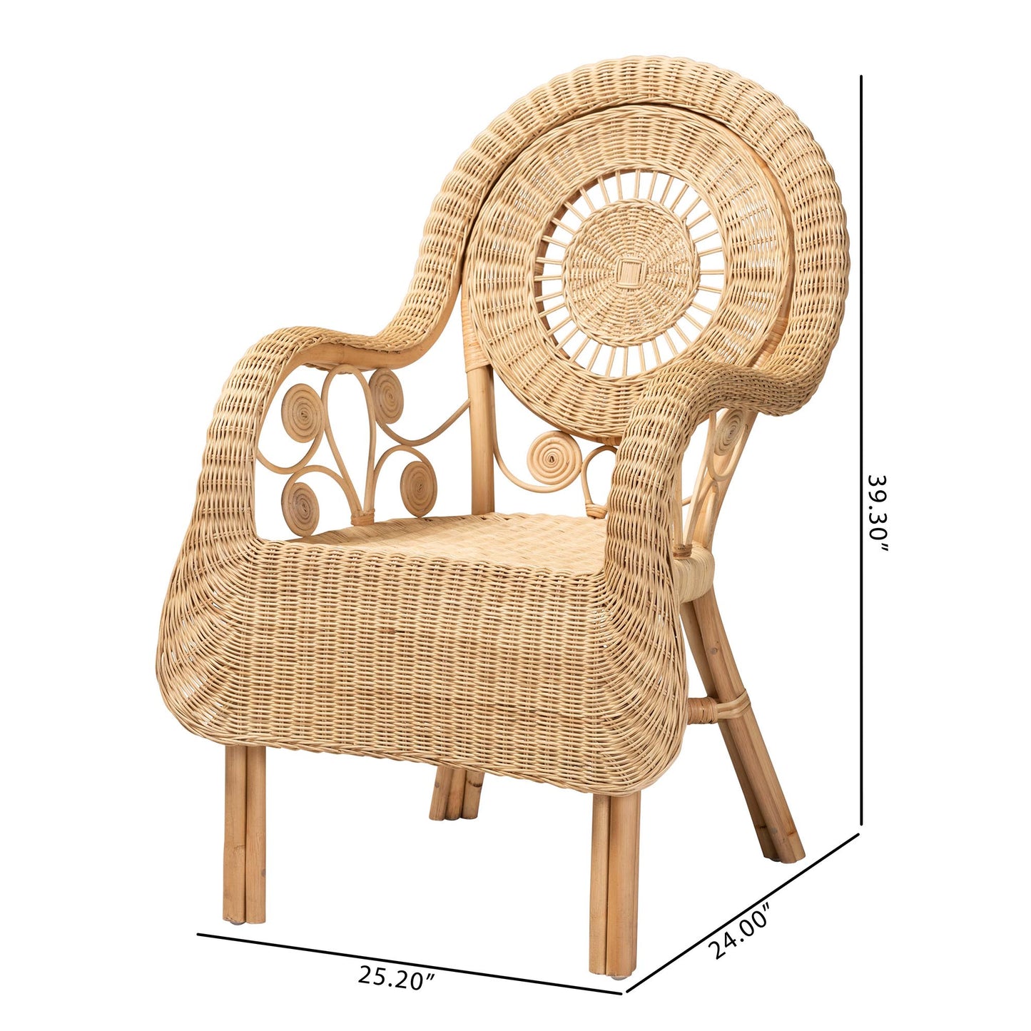 Modern Bohemian Rattan Arm Chair - Brown Comfort