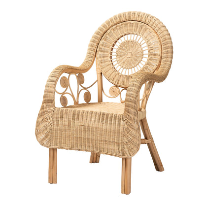 Modern Bohemian Natural Rattan Arm Chair