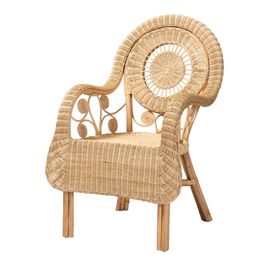 Modern Bohemian Natural Rattan Arm Chair