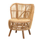 Modern Bohemian Natural Rattan Wide Seat Lounge Chair