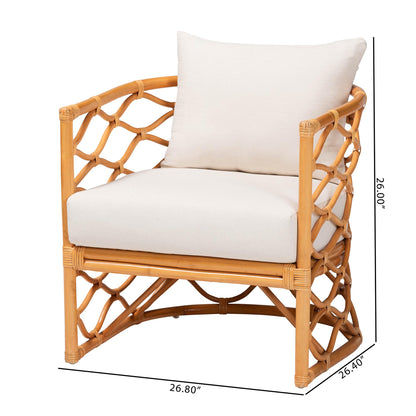 Honey Rattan Armchair - 26" W x 26.8" D x 26" H