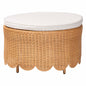 Bohemian Light Honey Scalloped Rattan Ottoman