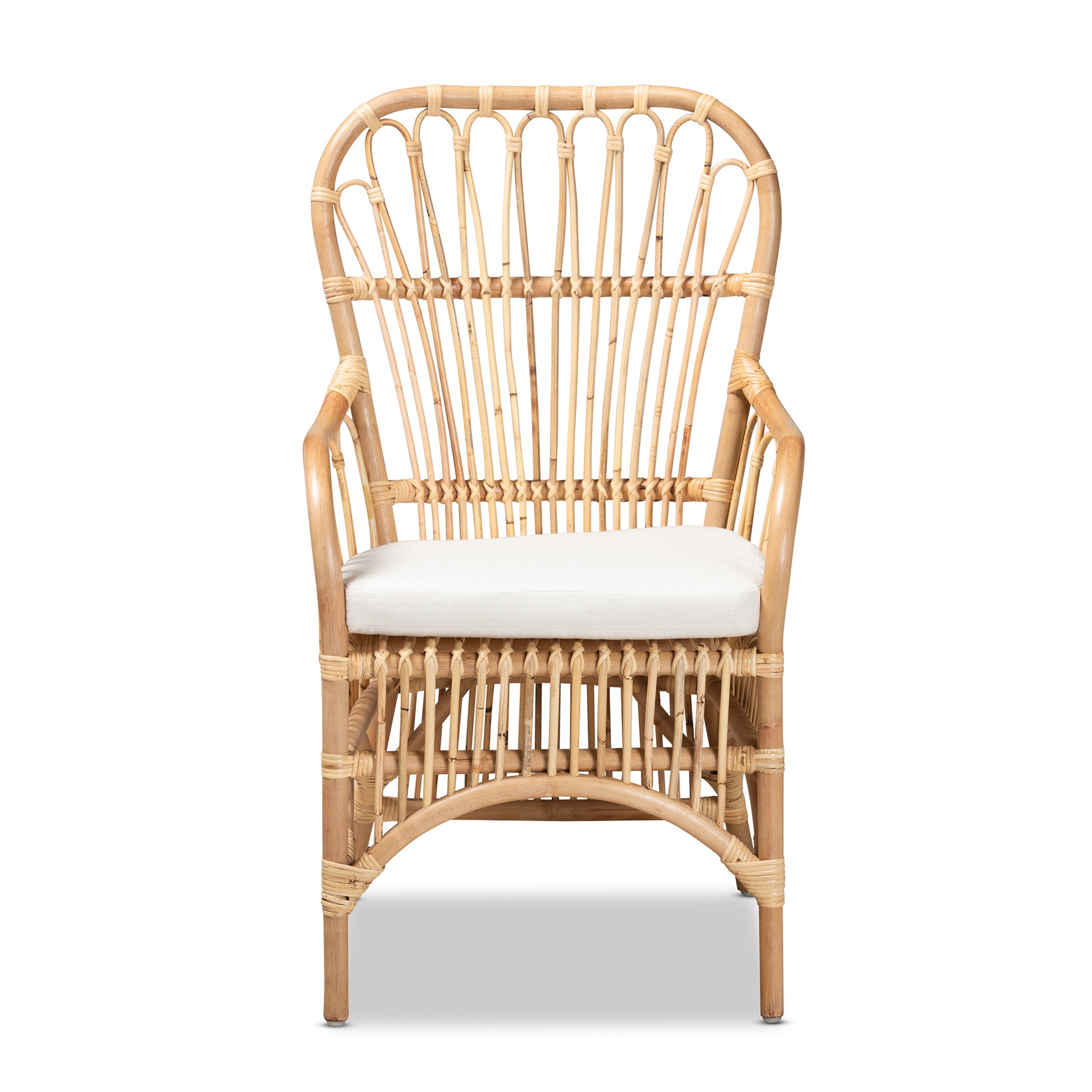 Natural White Rattan Armchair - 22" W x 24" D x 39.5" H