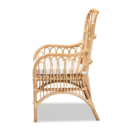 Natural White Rattan Armchair - 22" W x 24" D x 39.5" H