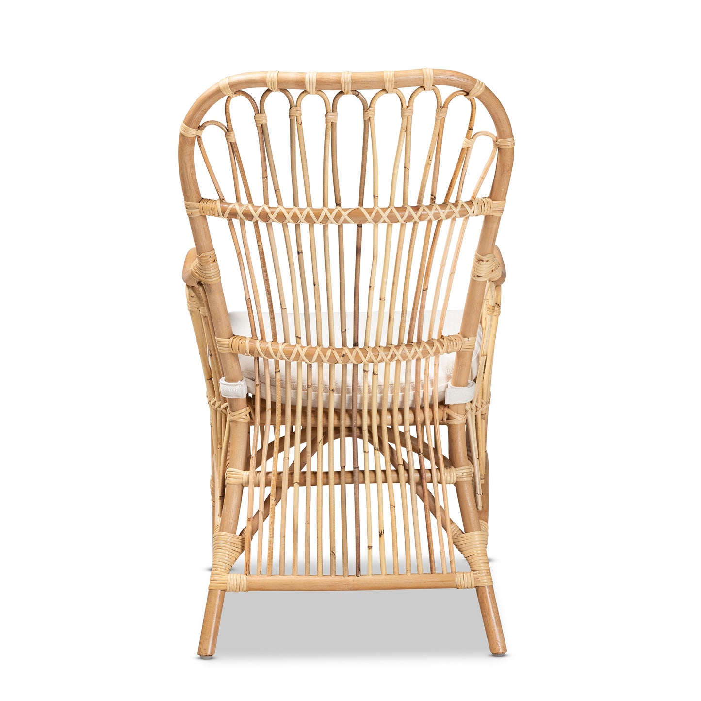 Natural White Rattan Armchair - 22" W x 24" D x 39.5" H