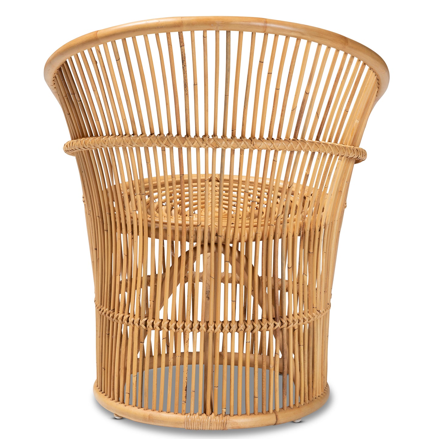 Natural Brown Rattan Accent Chair with Sloping Arms for Living Room