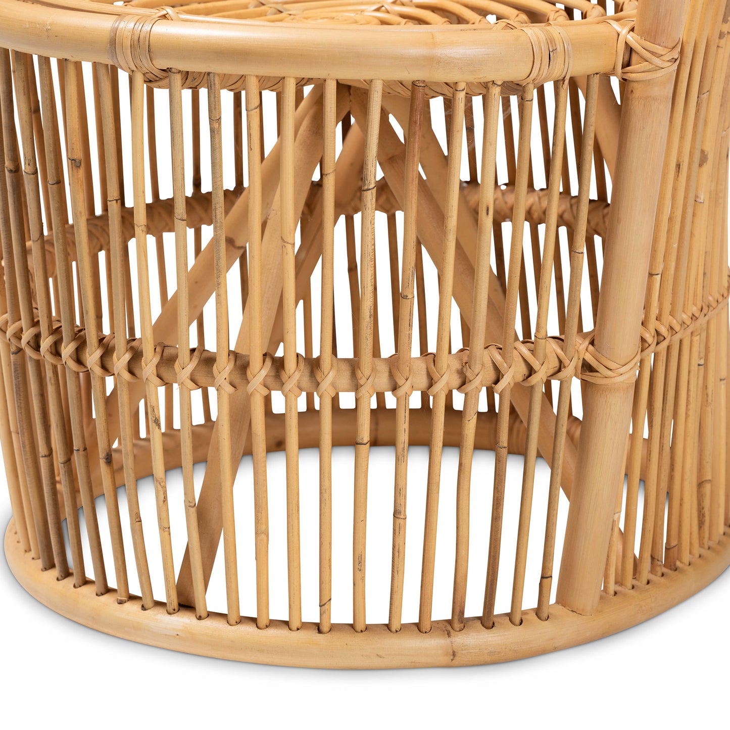 Natural Brown Rattan Accent Chair with Sloping Arms for Living Room