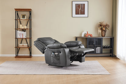 GREY COLOR AIR LEATHER RECLINER CHAIR WITH VIBRATION AND HEATING