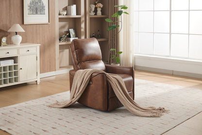 BROWN COLOR AIR LEATHER ELECTRIC RECLINER CHAIR WITH ROCKER AND SWIVEL