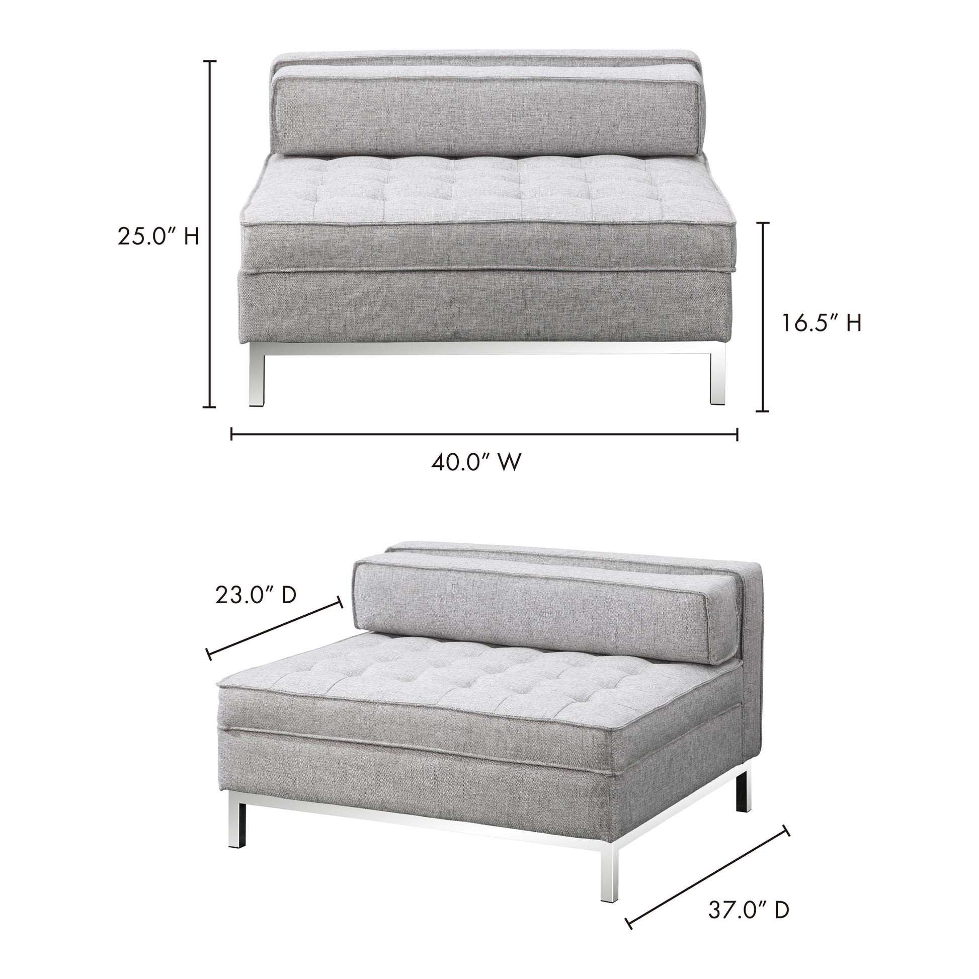 Grey Fabric Storage Ottoman with Wood Frame - 40" x 37"