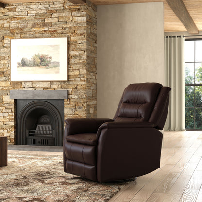 Global Home Swivel Recliner with Manual Footrest In Madras Brown