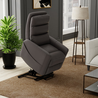 Faux Leather Power Lift Chair in Bentley Grey