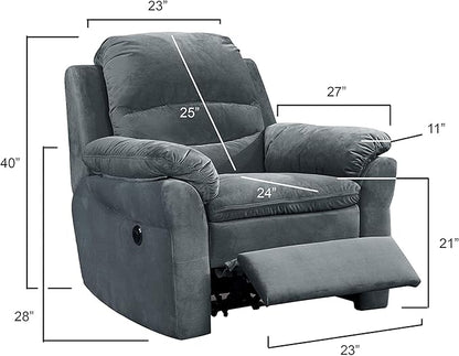 Gray Felix Recliner - Push Button Comfort for Living Room