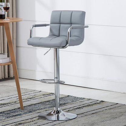 Gray Metal Barstool - Adjustable Height Swivel