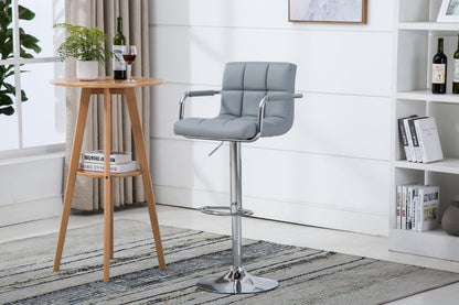 Gray Metal Barstool - Adjustable Height Swivel
