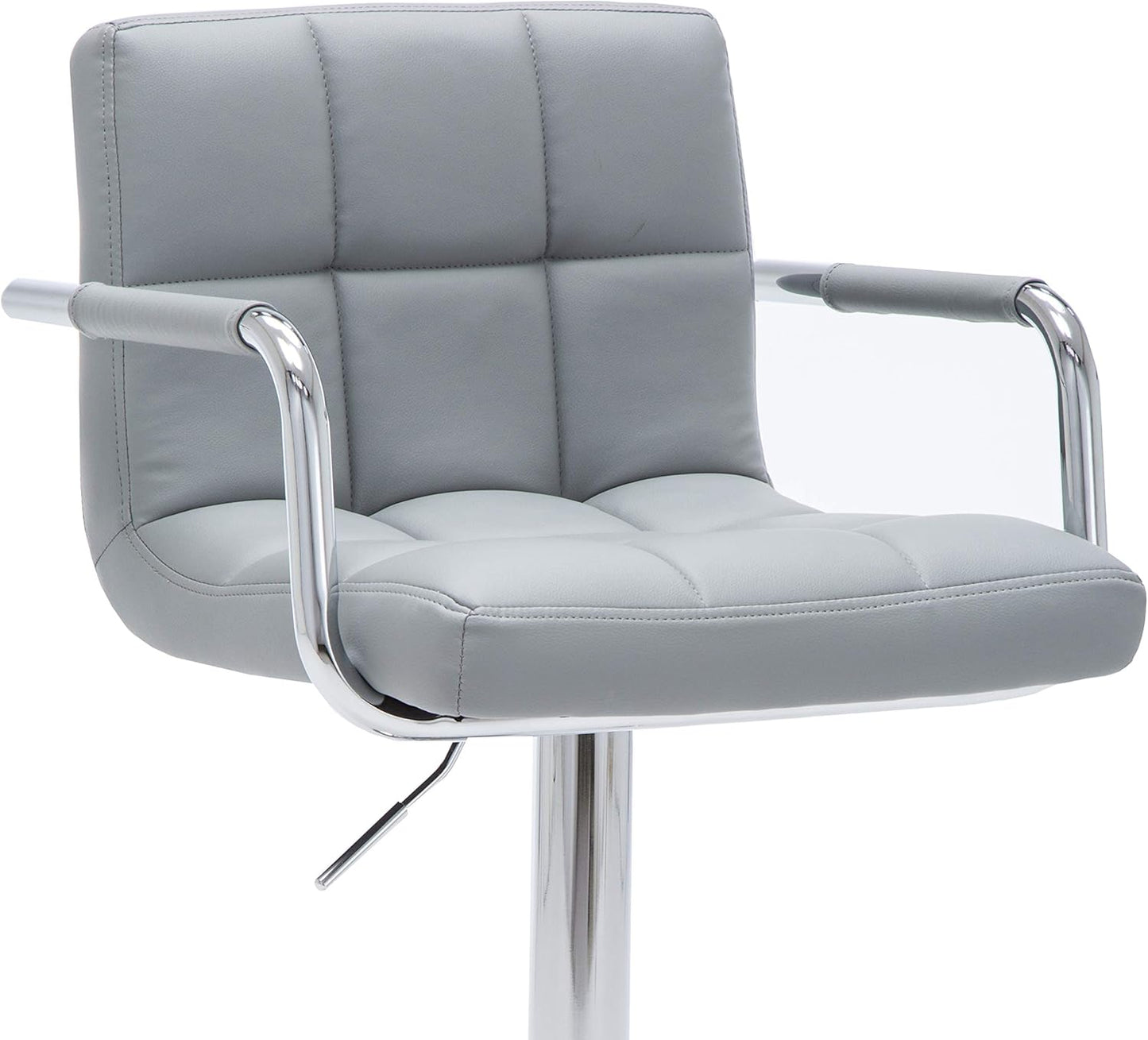 Gray Metal Barstool - Adjustable Height Swivel