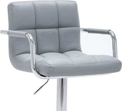 Gray Metal Barstool - Adjustable Height Swivel