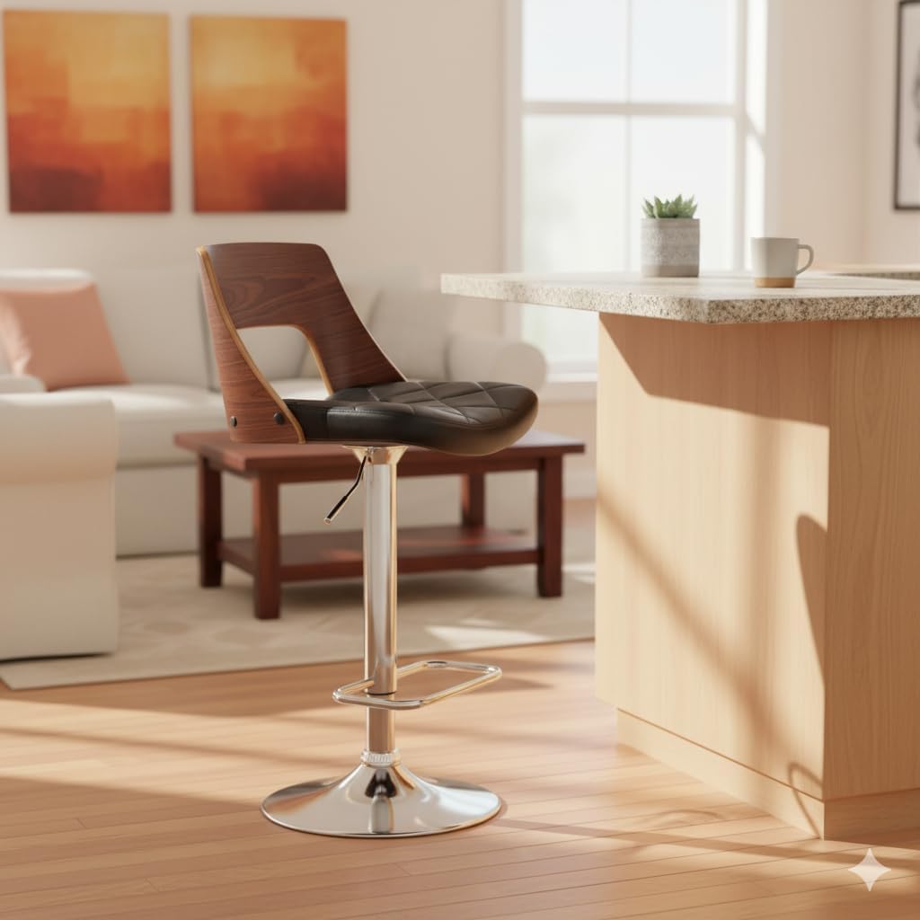 Black Bentwood Barstool - Adjustable Swivel