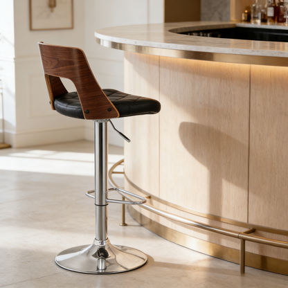 Black Bentwood Barstool - Adjustable Swivel