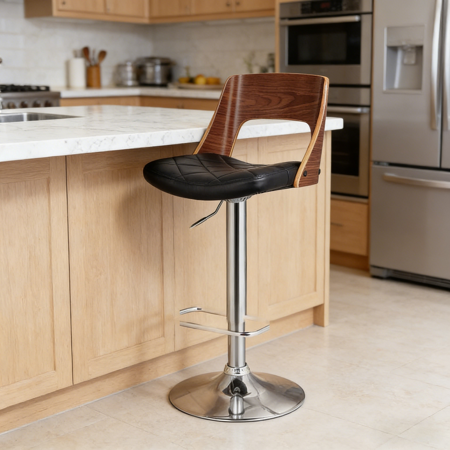 Black Bentwood Barstool - Adjustable Swivel