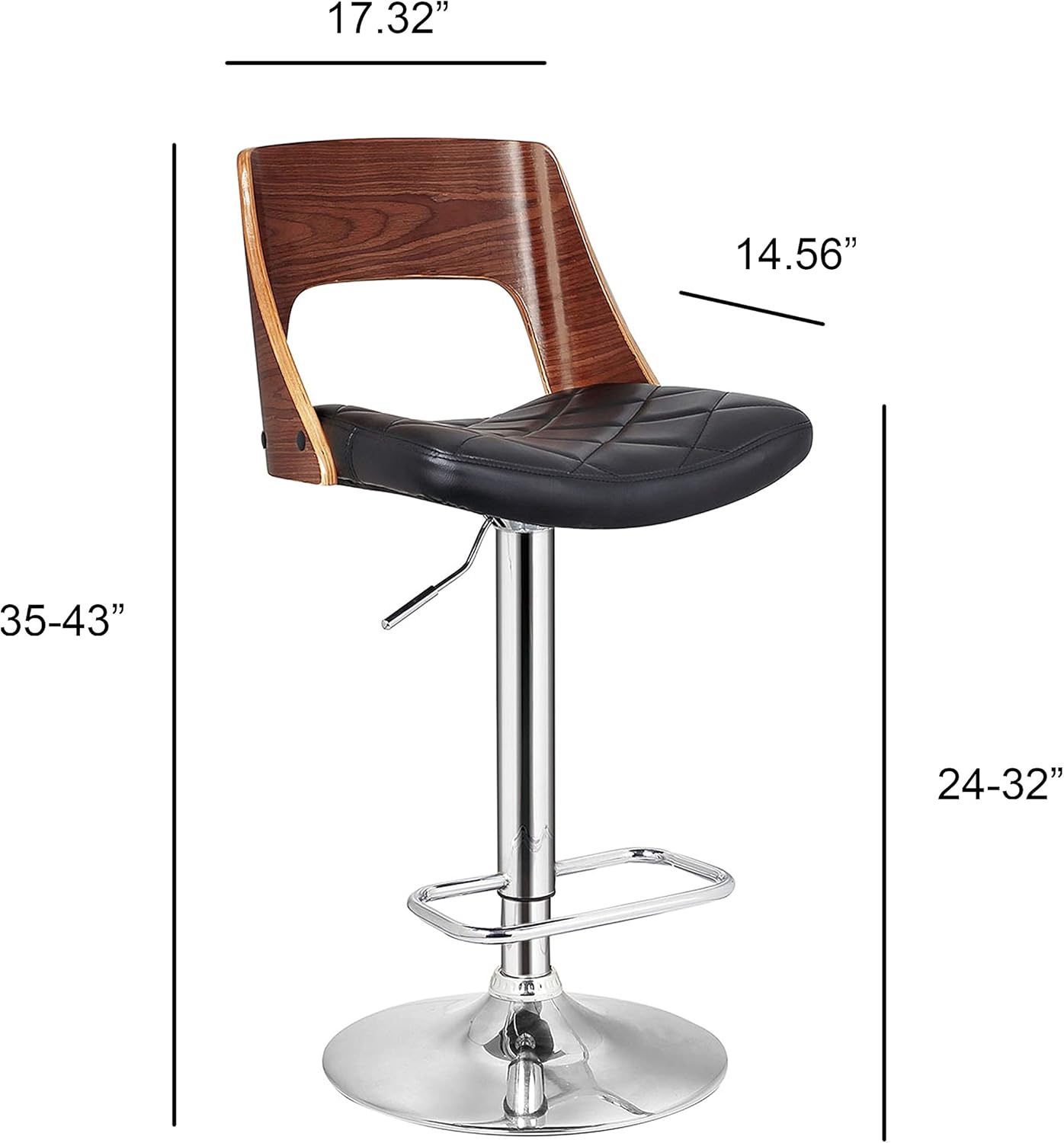 Black Bentwood Barstool - Adjustable Swivel