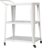 3-Tiered Metal Frame, Industrial Dining Cart with Swivel Wheels, White