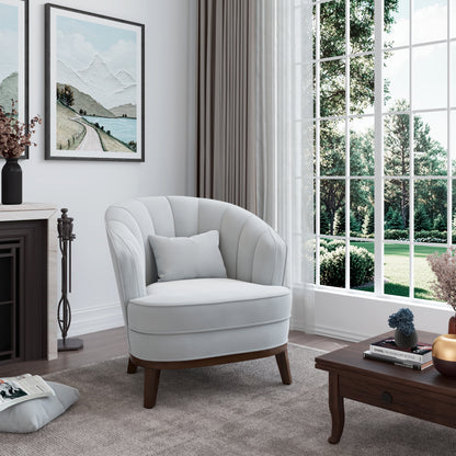 Light Grey Memory Foam Barrel Accent Chair for Living Room Seating