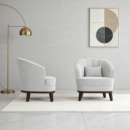 Light Grey Memory Foam Barrel Accent Chair for Living Room Seating