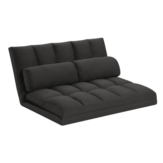 3-Fold Sofa Bed, Folding Mattress with 2 Pillows, Black - High-Density Foam Filling, Polyester Fabric