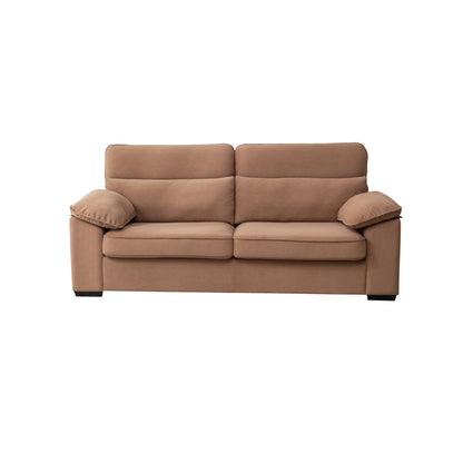 2-Seater Sofa Bed, Mid-Century Modern Couch, Convertible Queen Size Sleeper Sofa with Wooden Frame & Polyester Upholstery, Pull-Out Design, 300 lbs Capacity - Space Saving for Living Room, Brown