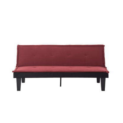 Convertible Futon Sofa Bed, 5 Adjustable Position Faux Suede 2 in 1 Foldable Couch for Small Space Living Room Bedroom (Dark Red)