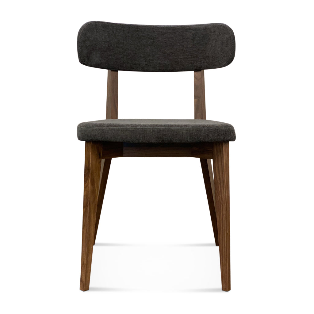 Modern Midcentury Walnut Dining Chair - Charcoal Grey Fabric