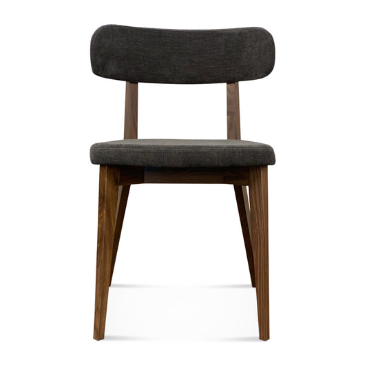Modern Midcentury Walnut Dining Chair - Charcoal Grey Fabric