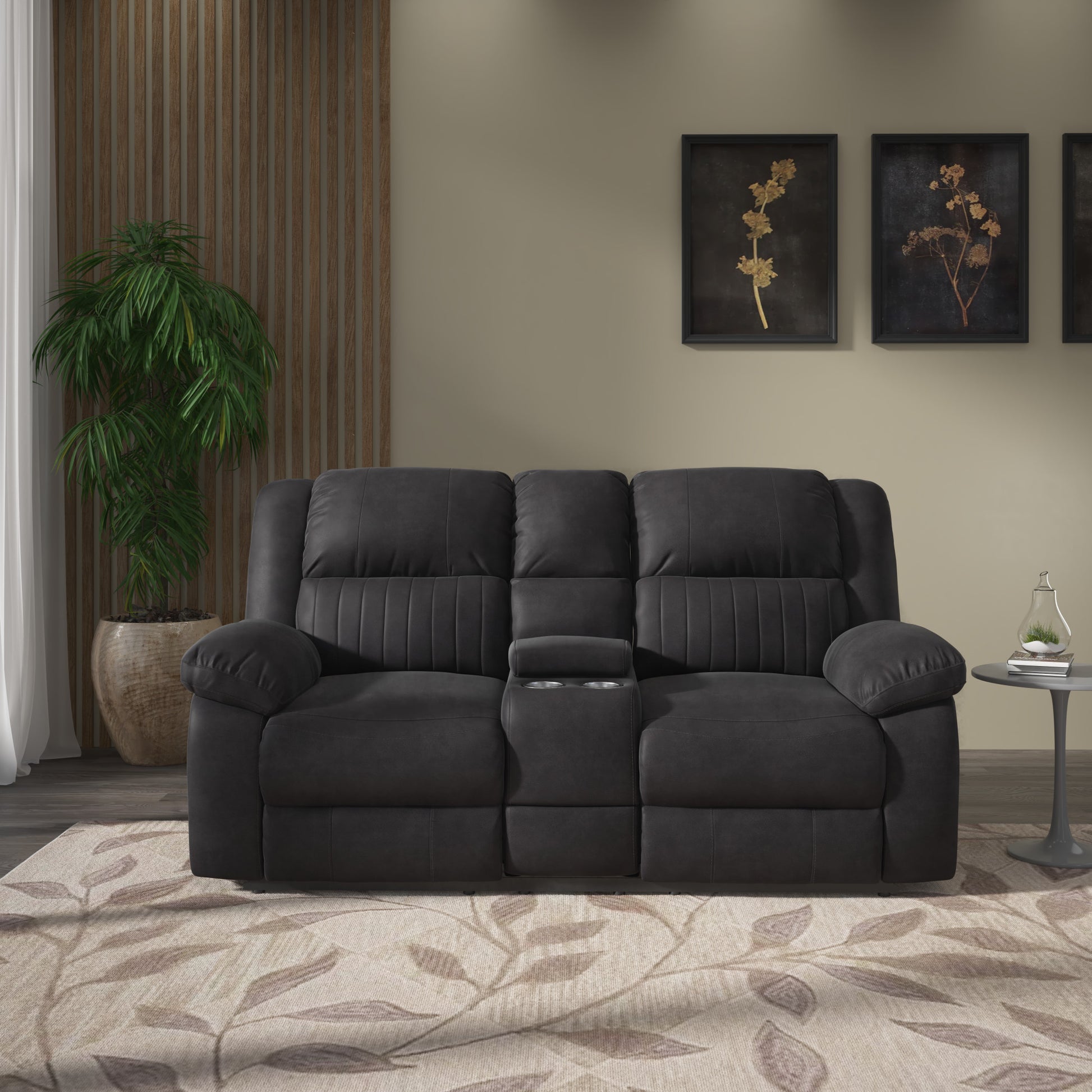 Black Reclining Loveseat with Foam Cushion - 76.5" Wide