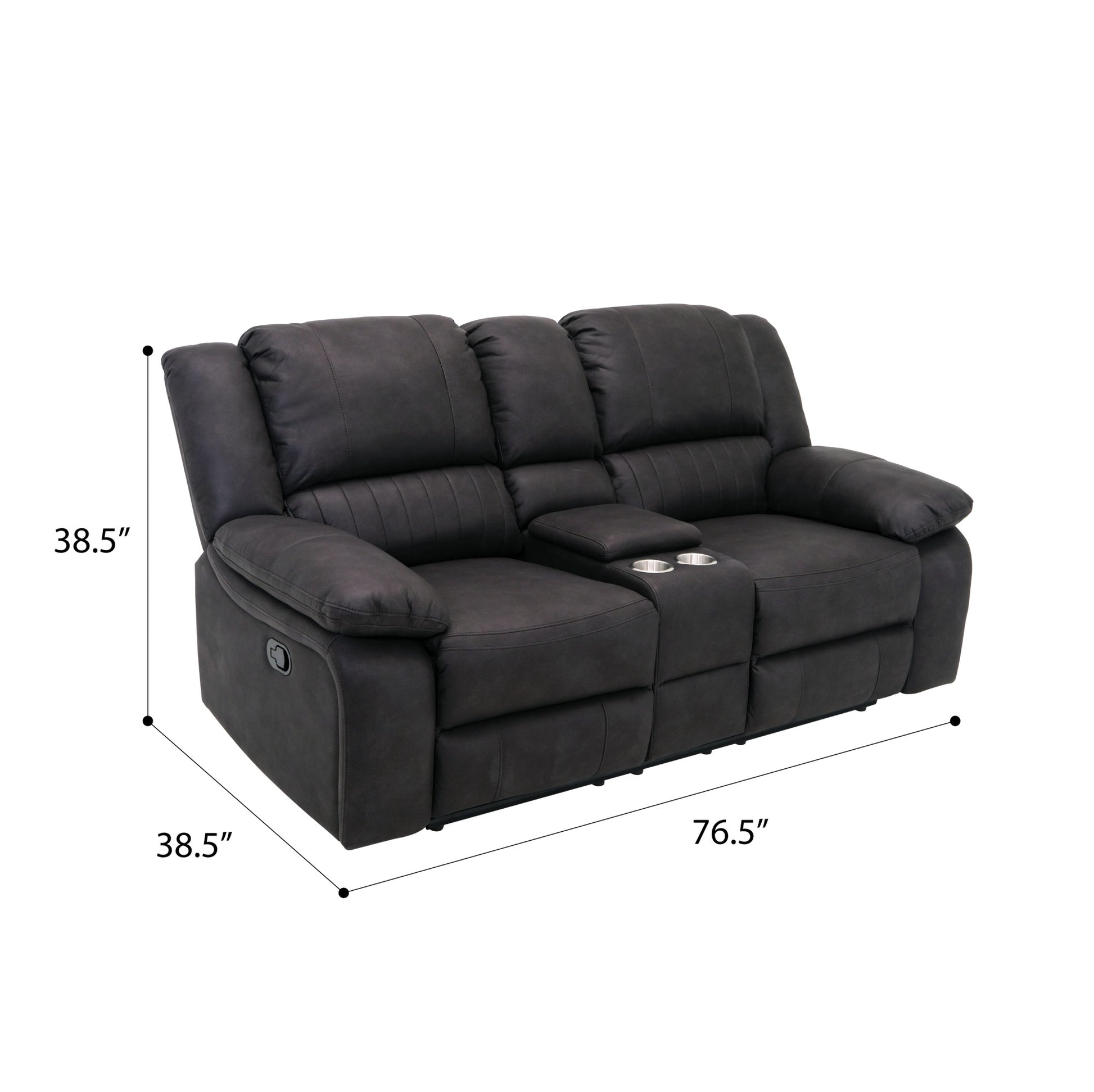 Black Reclining Loveseat with Foam Cushion - 76.5" Wide