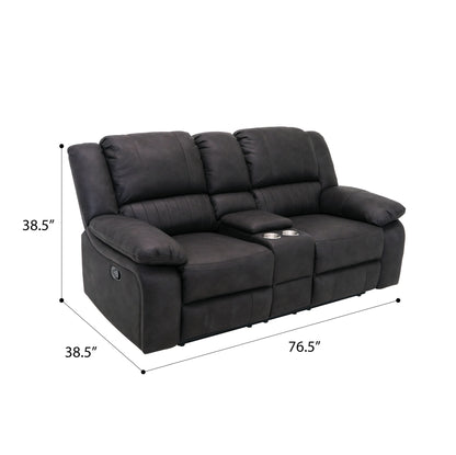 Black Reclining Loveseat with Foam Cushion - 76.5" Wide