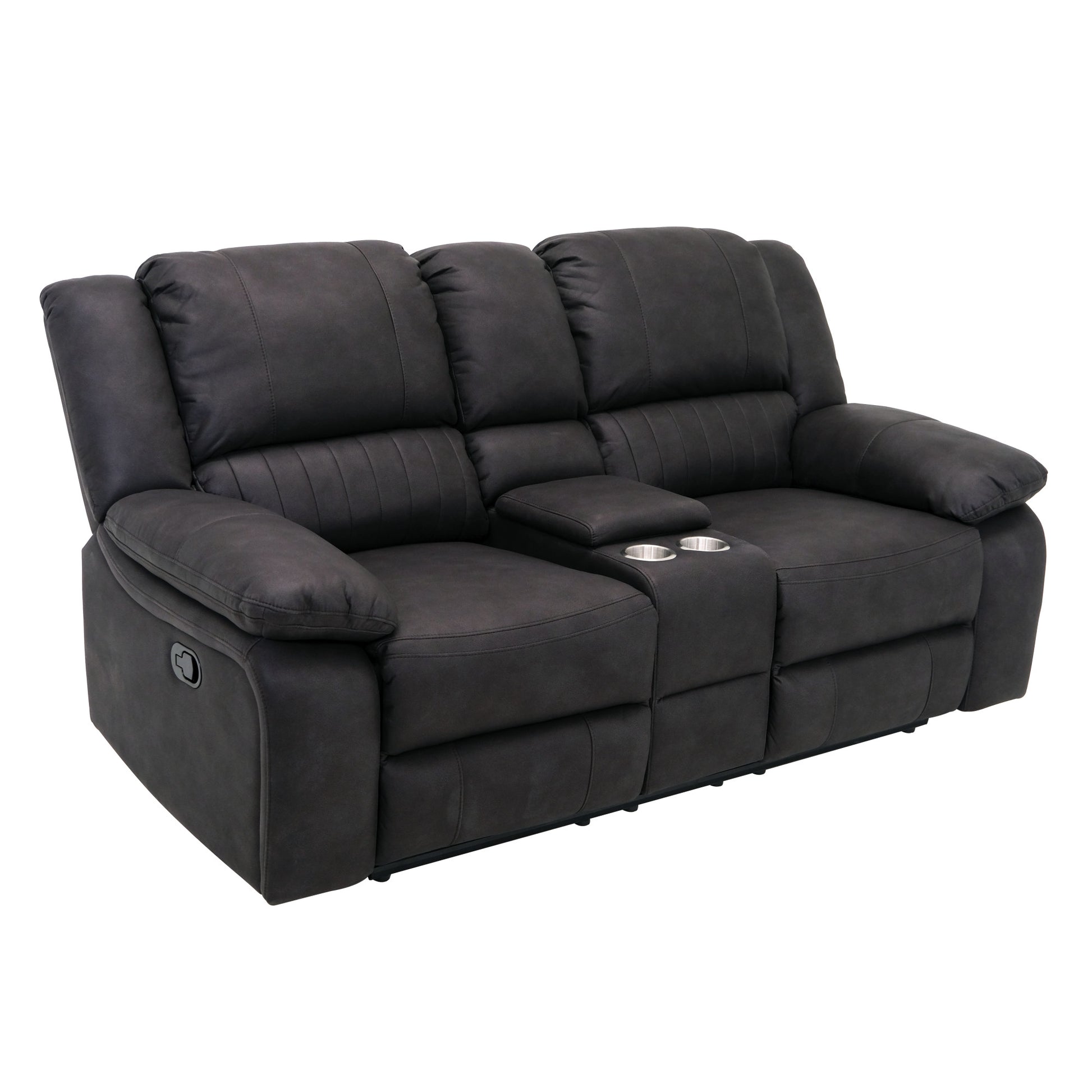 Black Reclining Console Loveseat