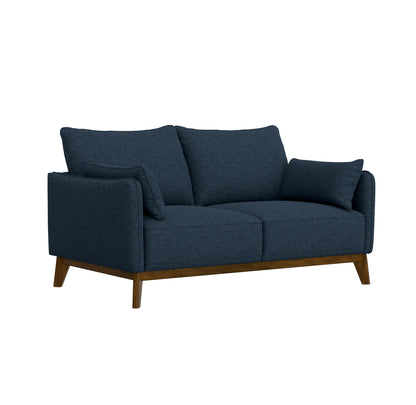 Blue Fabric Loveseat - 53.5" Mid-Century Style