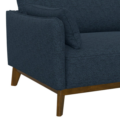 Blue Fabric Loveseat - 53.5" Mid-Century Style