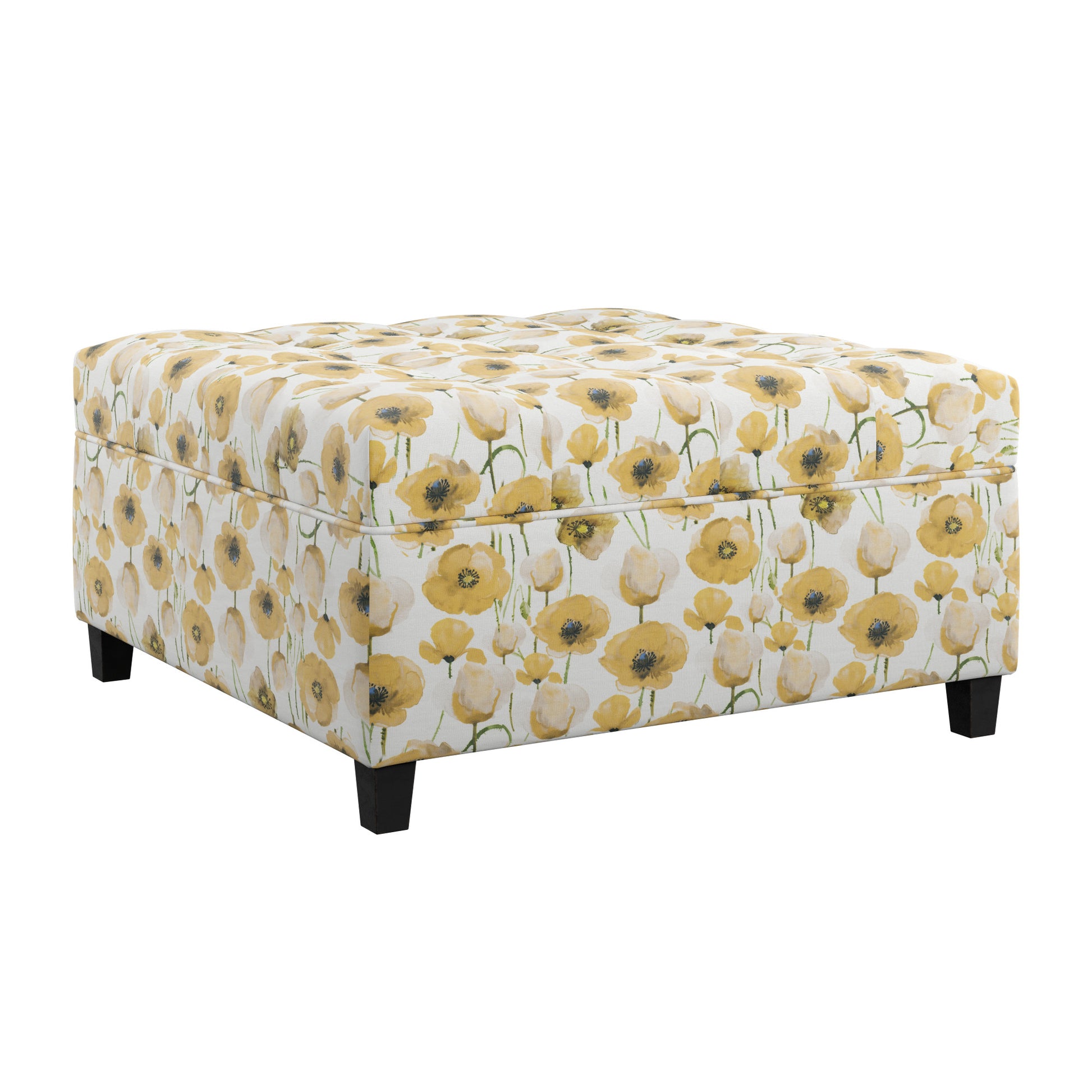 Golden Floral Storage Ottoman