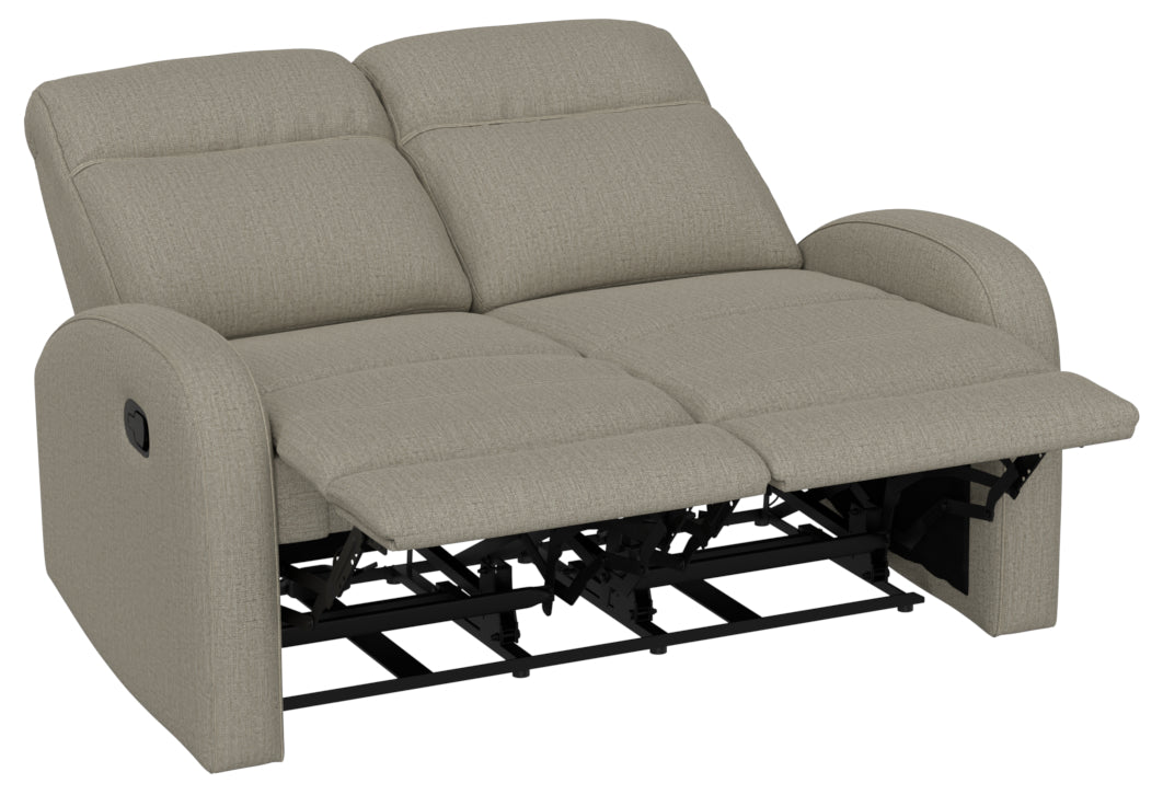 Beige Fabric Loveseat - 56" Manual Recline for Living Room