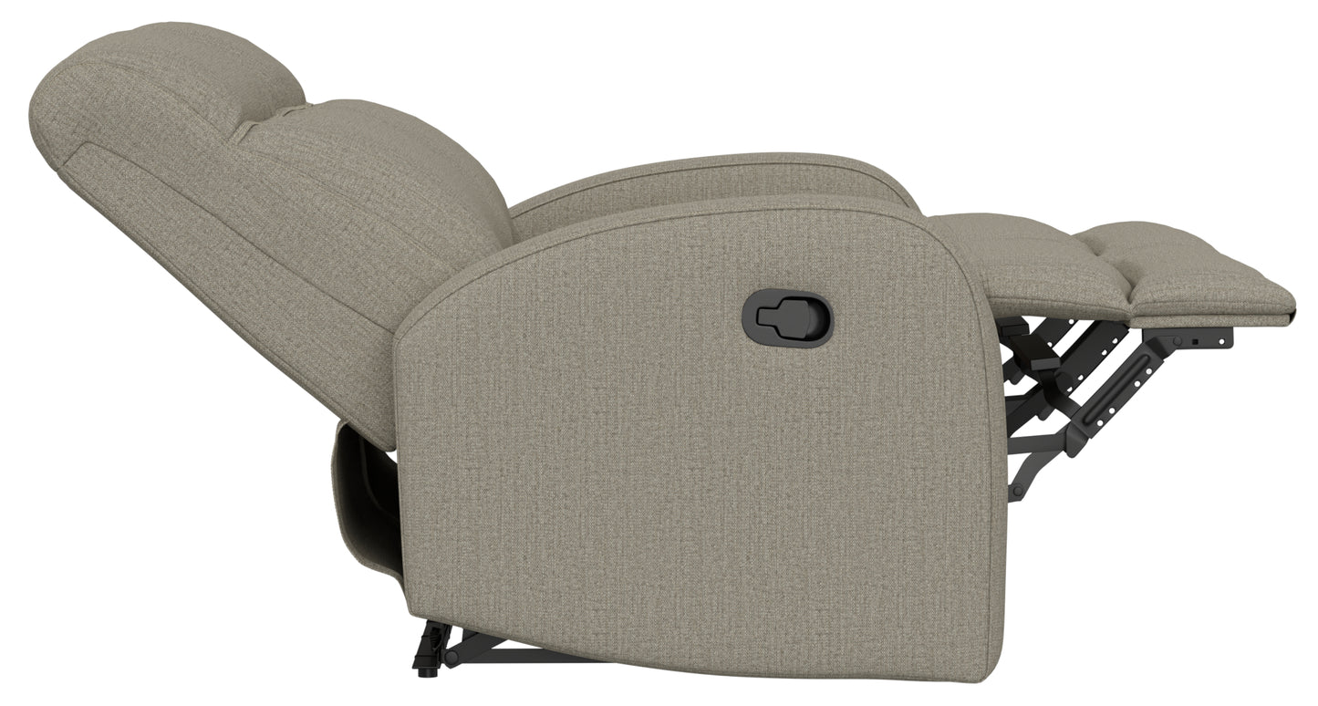 Beige Fabric Loveseat - 56" Manual Recline for Living Room