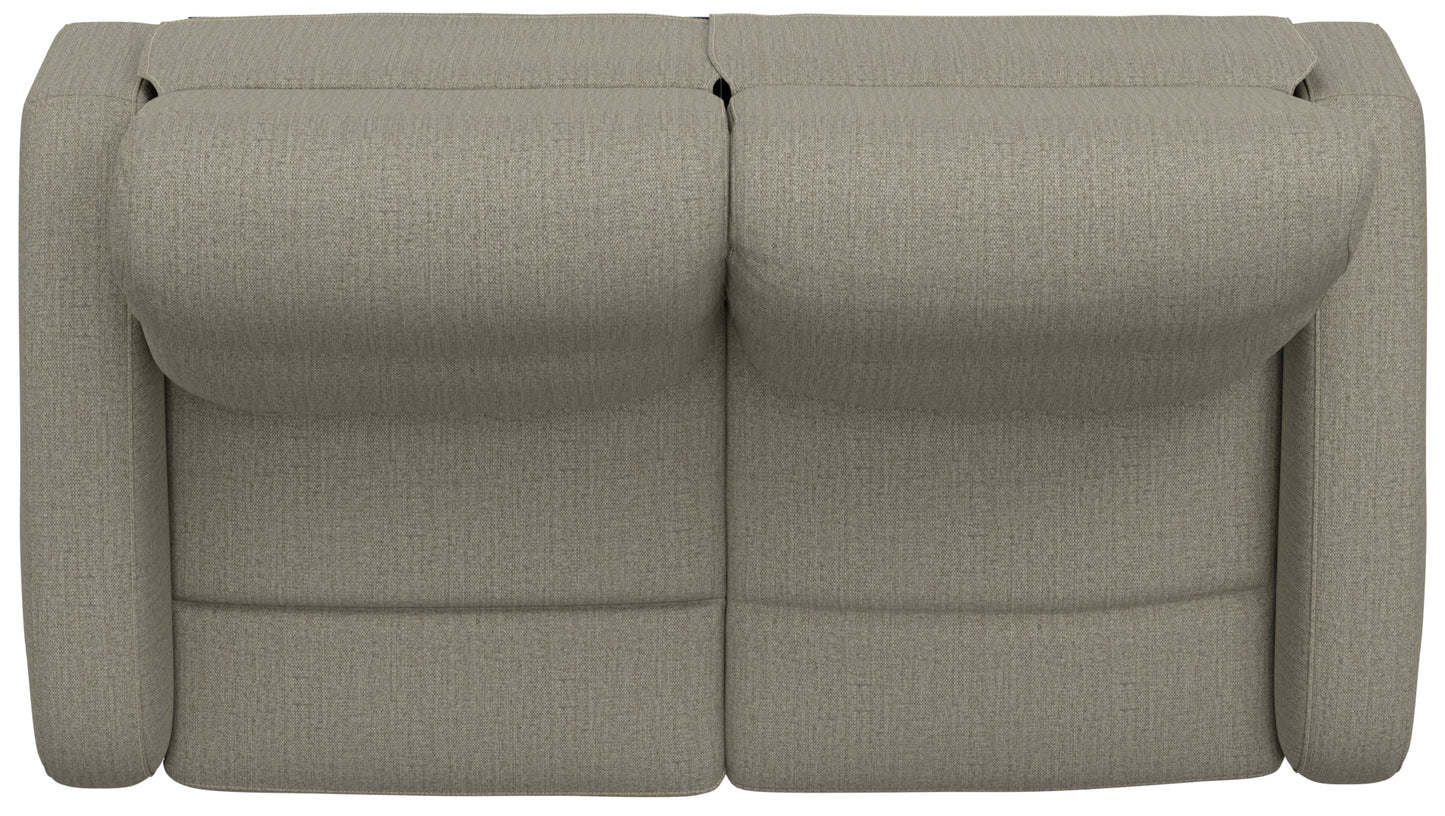 Beige Fabric Loveseat - 56" Manual Recline for Living Room