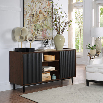 Black Mid-Century Modern Sideboard for Dining Room Storage