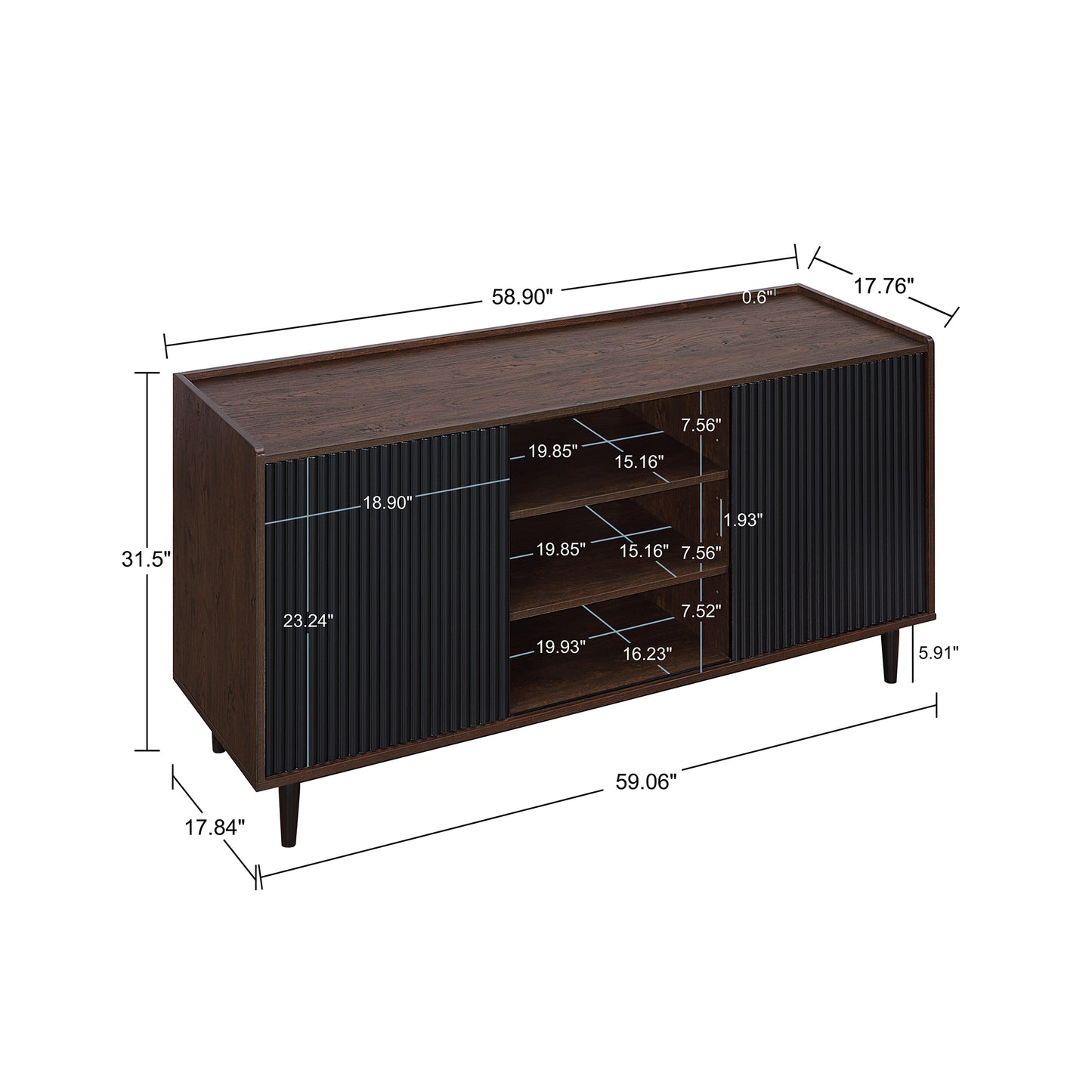 Black Mid-Century Modern Sideboard for Dining Room Storage