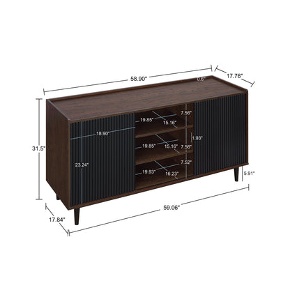 Black Mid-Century Modern Sideboard for Dining Room Storage