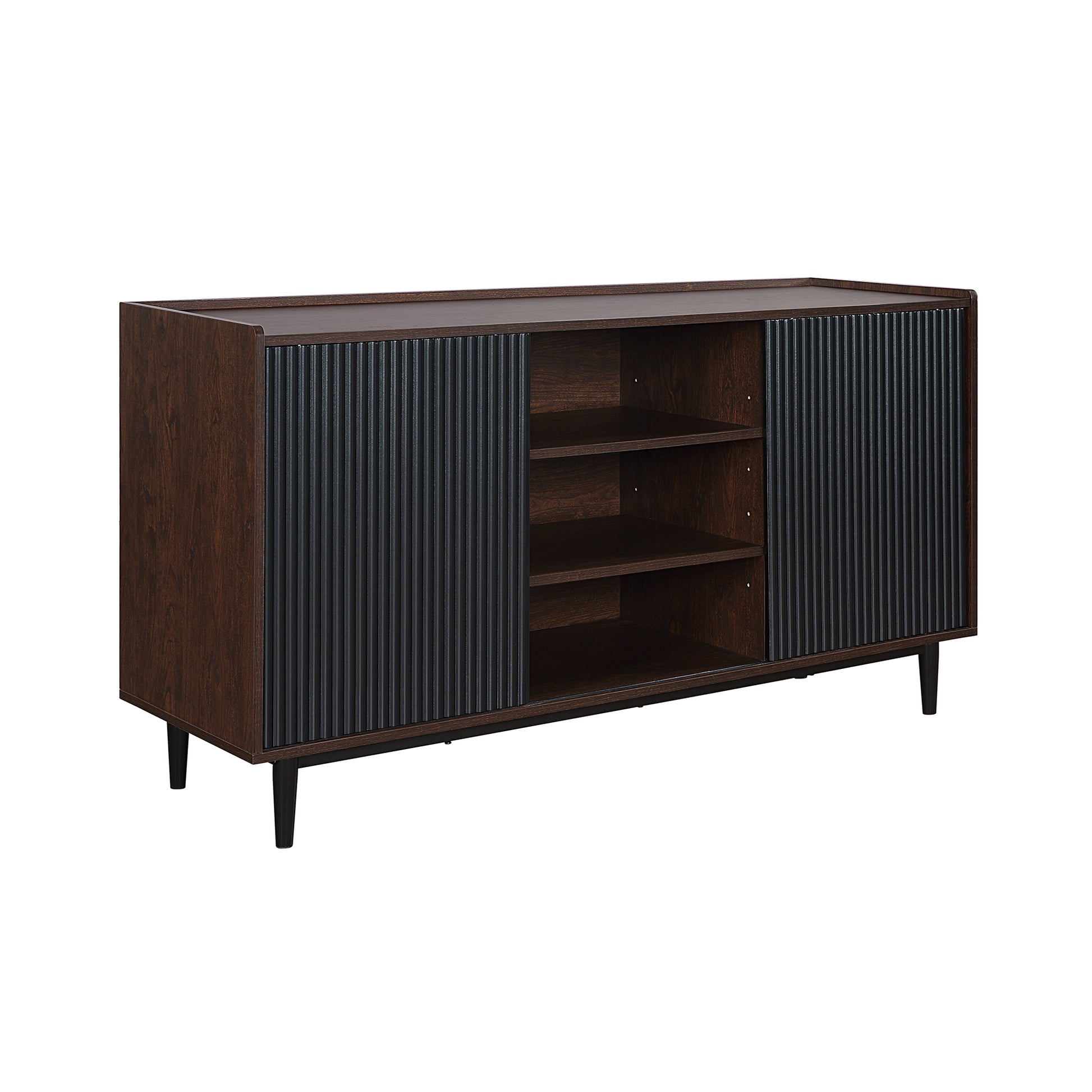 Black Mid-Century Modern Sideboard for Dining Room Storage