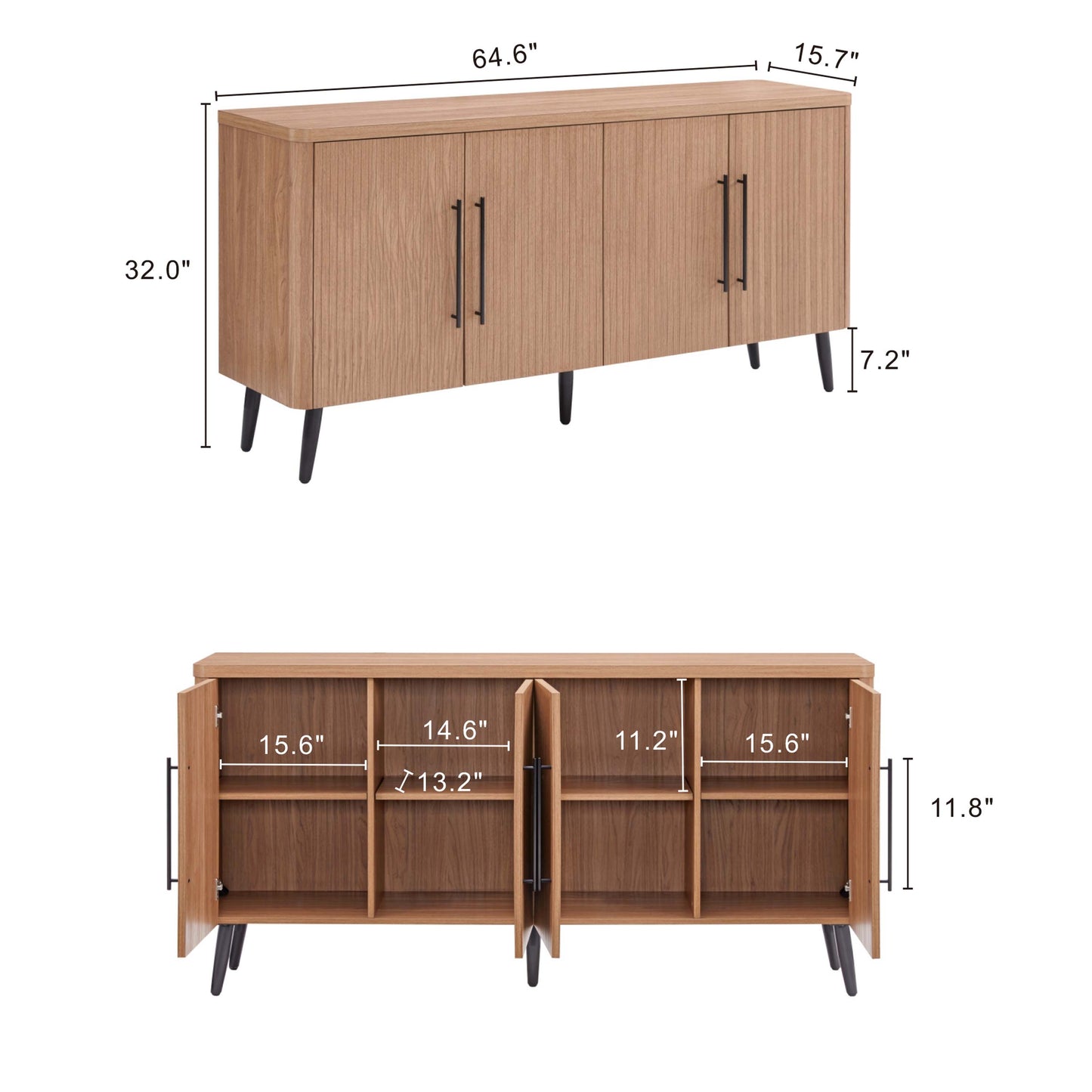 Maple Sideboard Buffet - Mid Century Modern Storage